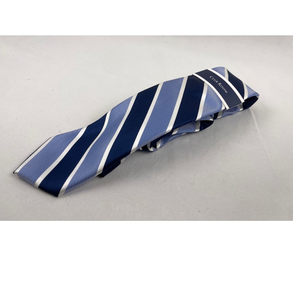 Club Room Brewer Stripe Mens OS Blue NWT Striped Silk Blend Necktie Formal